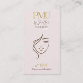 Elegant Beige & Gold PMU appointment Terminkarte