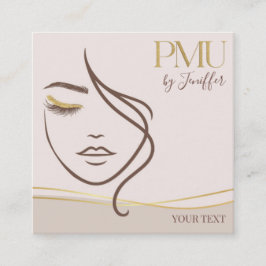 Elegant Beige & Gold PMU Business Card Quadratische Visitenkarte