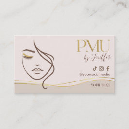 Elegant Beige & Gold PMU Bussines card Visitenkarte