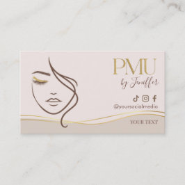 Elegant Beige & Gold PMU Bussines card Visitenkarte