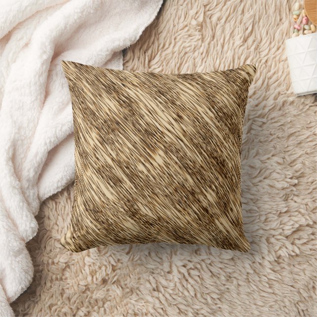 Elegant Beige Goldtone Swirling Line Throw Kissen (Decke)