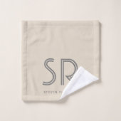 Elegant-beige-graue Monogrammbezeichnung Badhandtuch Set (Waschlappen)