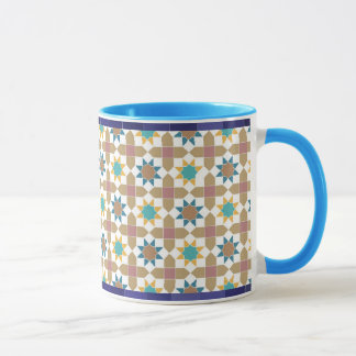Elegant Beige Green and Red Geometric Pattern Mug Tasse