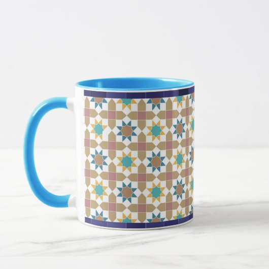 Elegant Beige Green and Red Geometric Pattern Mug Tasse (Links)
