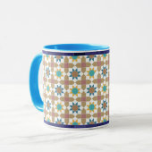 Elegant Beige Green and Red Geometric Pattern Mug Tasse (Vorderseite Links)