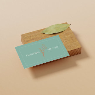 Elegant Beige Green Framed Florist Visitenkarte