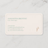 Elegant Beige Green Framed Florist Visitenkarte (Rückseite)