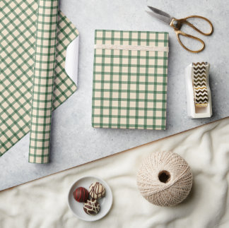 Elegant beige-grün kariert geschenkpapier