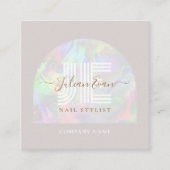 Elegant Beige Holographic Beauty Quadratische Visitenkarte (Vorderseite)