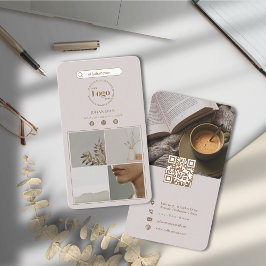 Elegant Beige Instagram Foto Collage Social Media Visitenkarte