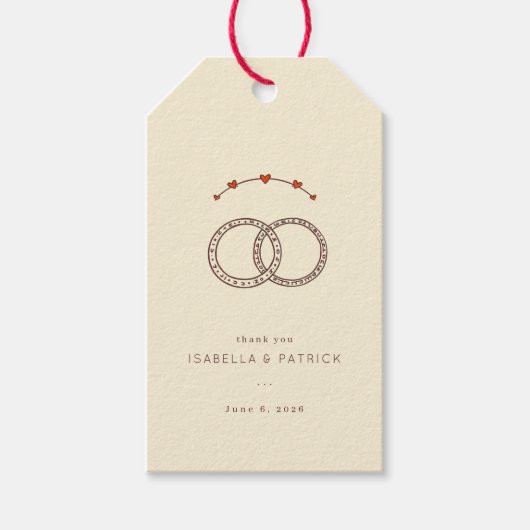 Elegant Beige Interlocking Rings Geschenkanhänger (Vorderseite)