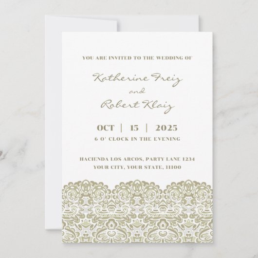 ELEGANT BEIGE LACE EINLADUNG (Vorderseite)