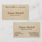 Elegant Beige Linen Event & Wedding Planner Card Visitenkarte (Vorne/Hinten)