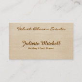 Elegant Beige Linen Event & Wedding Planner Card Visitenkarte (Vorderseite)