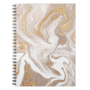 Elegant beige liquid marble with golden glitter notizblock