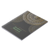 Elegant Beige Mandala Personalisierter Name dunkel Notizblock (Linke Seite)