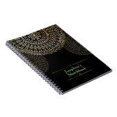 Elegant Beige Mandala Personalisierter Name schwar Notizblock (Rechte Seite)