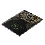 Elegant Beige Mandala Personalisierter Name schwar Notizblock (Linke Seite)