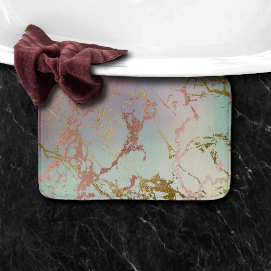 Elegant Beige Marble | Minze Sage Green Rose Gold Badematte