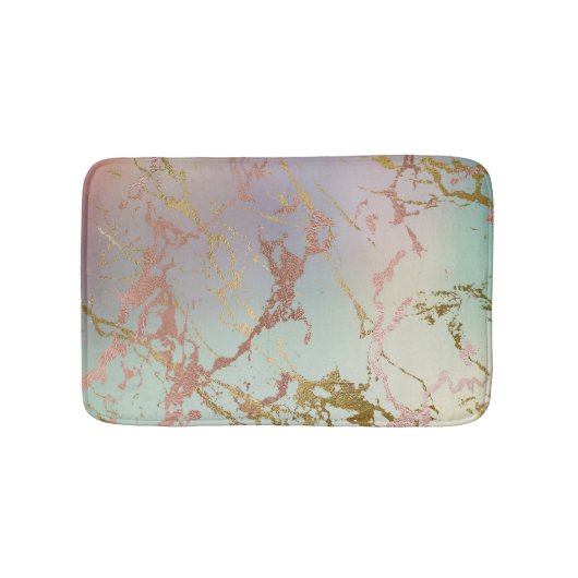 Elegant Beige Marble | Minze Sage Green Rose Gold Badematte (Vorderseite)