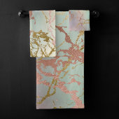 Elegant Beige Marble | Minze Sage Green Rose Gold Badhandtuch Set