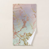 Elegant Beige Marble | Minze Sage Green Rose Gold Badhandtuch Set (Handtuch)