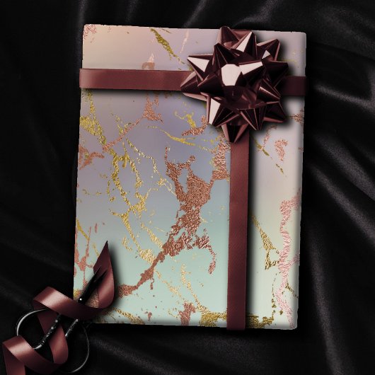 Elegant Beige Marble | Minze Sage Green Rose Gold Geschenkpapier