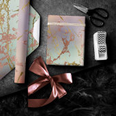 Elegant Beige Marble | Minze Sage Green Rose Gold Geschenkpapier