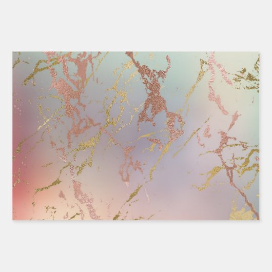 Elegant Beige Marble | Minze Sage Green Rose Gold Geschenkpapier Set (Vorderseite 2)