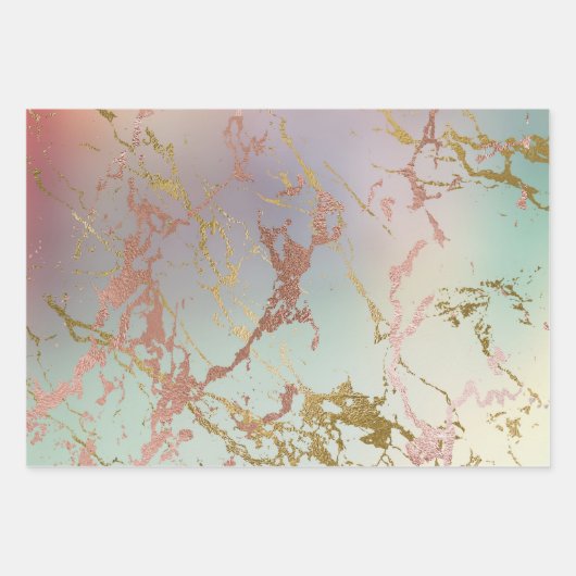 Elegant Beige Marble | Minze Sage Green Rose Gold Geschenkpapier Set (Vorderseite)