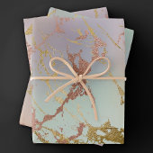 Elegant Beige Marble | Minze Sage Green Rose Gold Geschenkpapier Set