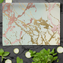 Elegant Beige Marble | Minze Sage Green Rose Gold Geschirrtuch