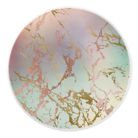Elegant Beige Marble | Minze Sage Green Rose Gold Keramikknauf (Vorderseite)