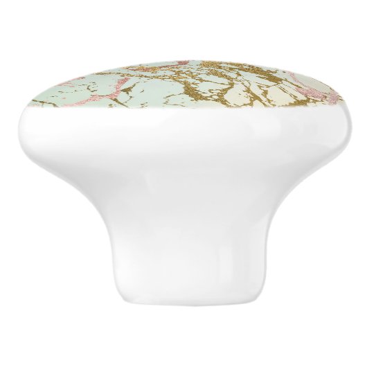 Elegant Beige Marble | Minze Sage Green Rose Gold Keramikknauf (Seitenansicht)