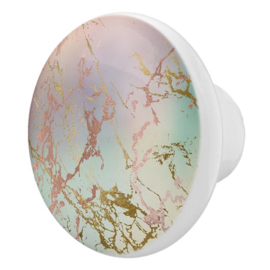 Elegant Beige Marble | Minze Sage Green Rose Gold Keramikknauf (Rechts)
