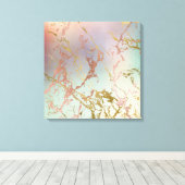 Elegant Beige Marble | Minze Sage Green Rose Gold Leinwanddruck (Insitu (Holzboden))