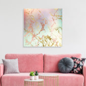 Elegant Beige Marble | Minze Sage Green Rose Gold Leinwanddruck (Insitu (Wohnzimmer))