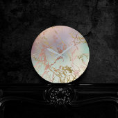 Elegant Beige Marble | Minze Sage Green Rose Gold Runde Wanduhr