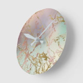 Elegant Beige Marble | Minze Sage Green Rose Gold Runde Wanduhr (Winkel)