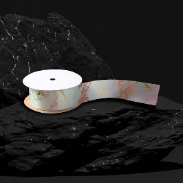 Elegant Beige Marble | Minze Sage Green Rose Gold Satinband