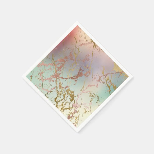Elegant Beige Marble | Minze Sage Green Rose Gold Serviette (Ecke)