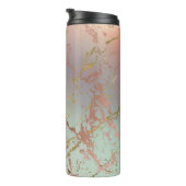 Elegant Beige Marble | Minze Sage Green Rose Gold Thermosbecher (Nach rechts gedreht)