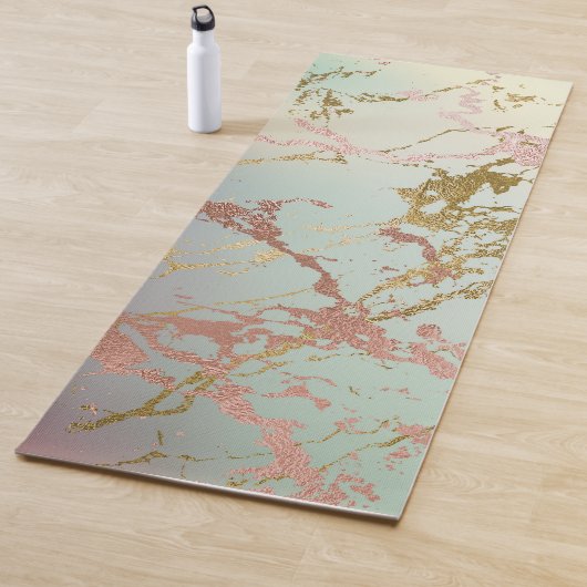 Elegant Beige Marble | Minze Sage Green Rose Gold Yogamatte (Beispiel)