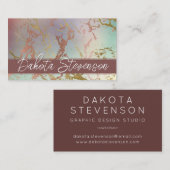 Elegant Beige Marble | Sage and Rose Gold Monogram Visitenkarte (Vorne/Hinten)