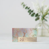 Elegant Beige Marble | Sage and Rose Gold Monogram Visitenkarte (Stehend Vorderseite)
