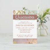 Elegant Beige Marble | Sage Rose Gold Quinceanera Einladung (Stehend Vorderseite)