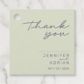 Elegant Beige Minimal Danke Gastgeschenk Hochzeit Geschenkanhänger (Vorderseite)