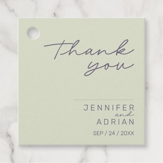 Elegant Beige Minimal Danke Gastgeschenk Hochzeit Geschenkanhänger (Vorderseite)