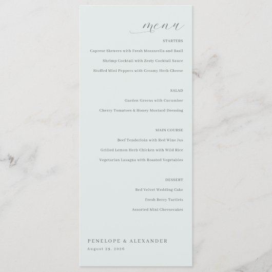 Elegant Beige Minimalist Menu Menükarte (Vorderseite)