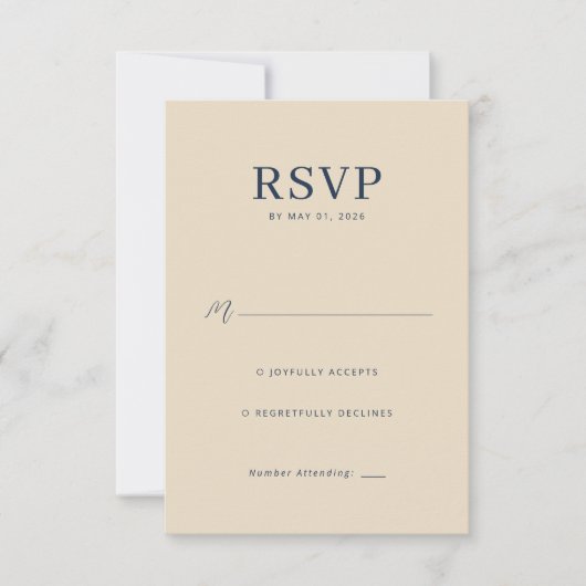 Elegant Beige Minimalist RSVP (Vorderseite)